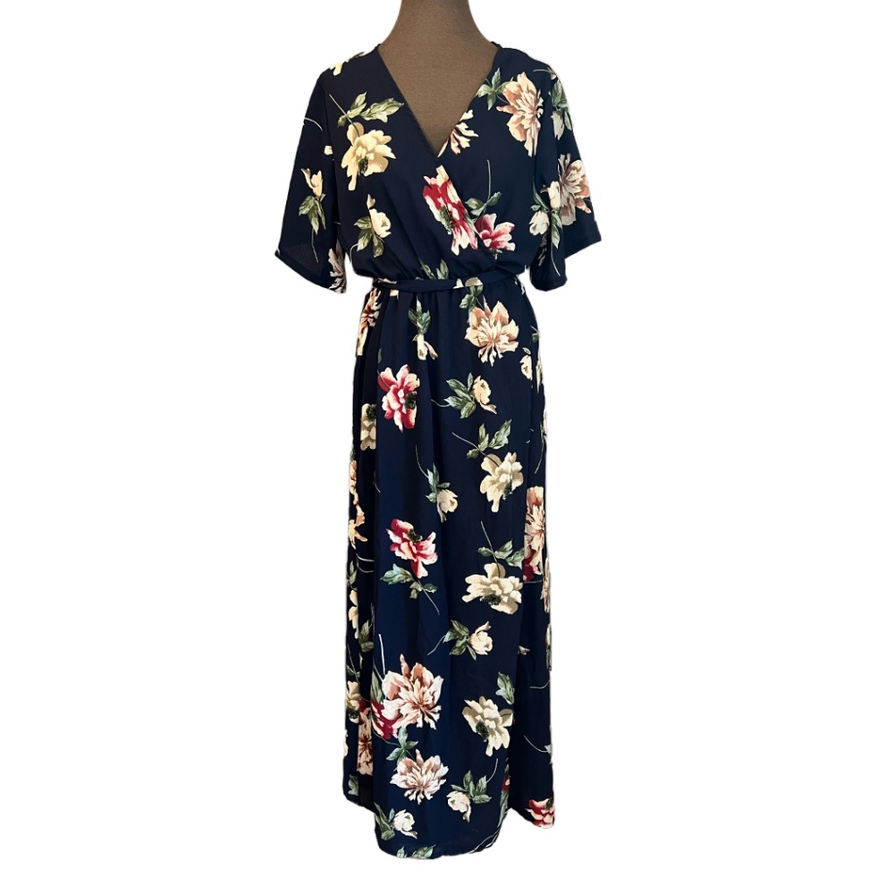 Blue Floral Maxi Dress - Picture 1 of 5